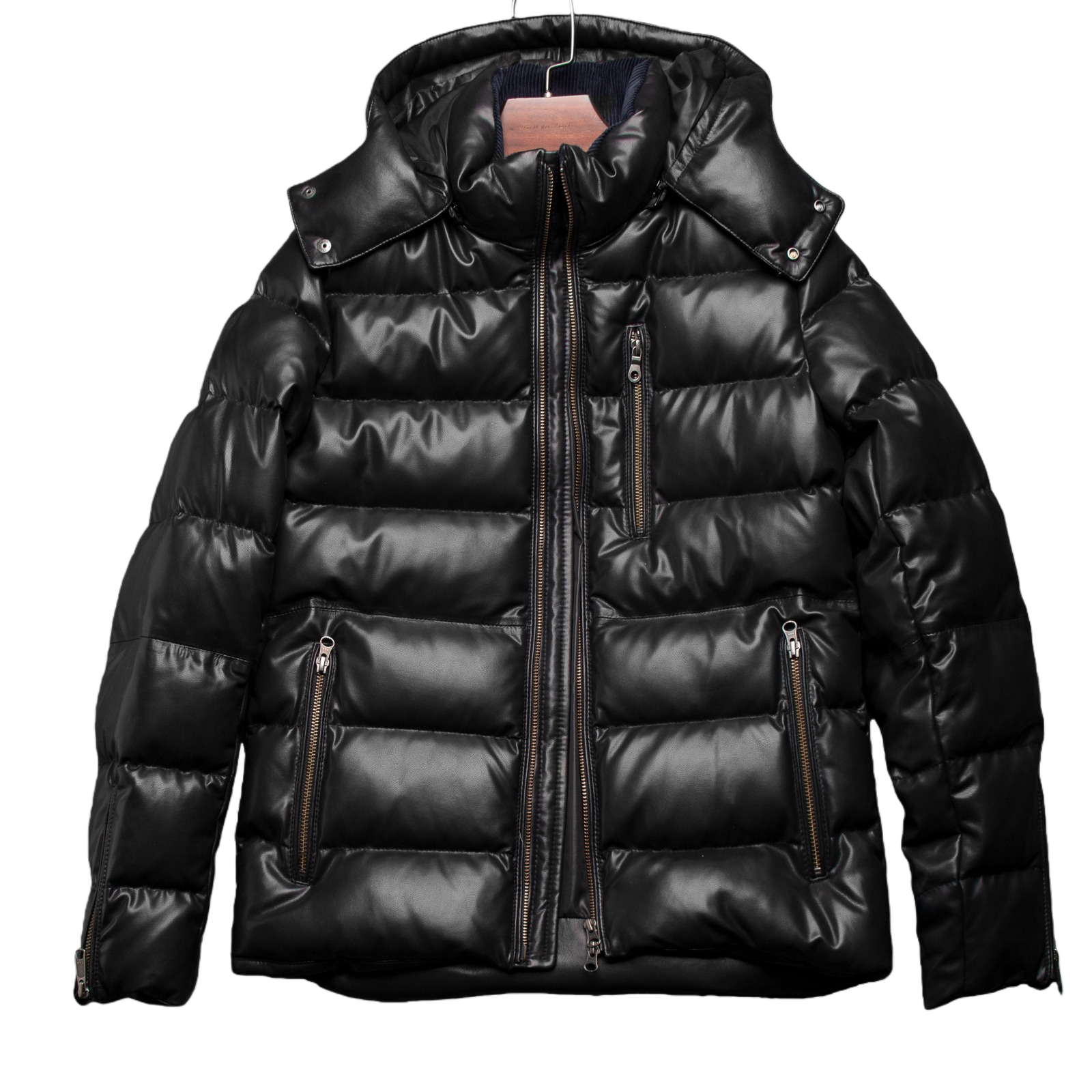 短羽绒.男士冬季防风日系时尚修身绵羊皮短款百搭黑真皮保夹克