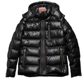 冬季 防风日系时尚 修身 短羽绒.男士 绵羊皮短款 百搭黑真皮保夹克