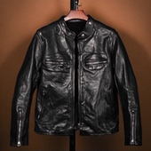 咔叽复古时尚 马皮立领修身 短款 黑色马皮无内衬J100.男士 男款 夹克