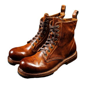 复古马丁靴 休闲固特异厚底英伦风美式 003V底马皮高帮马丁鞋 .男士