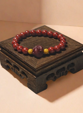 天然朱砂雄黄双色双鱼跃福珠手串