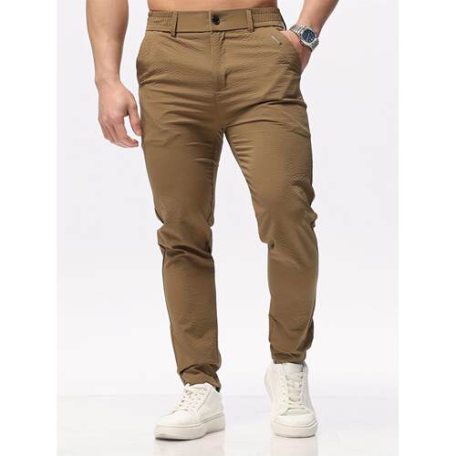 men's Solid Classic Lightweight Slim Fit Pants Casual跨境