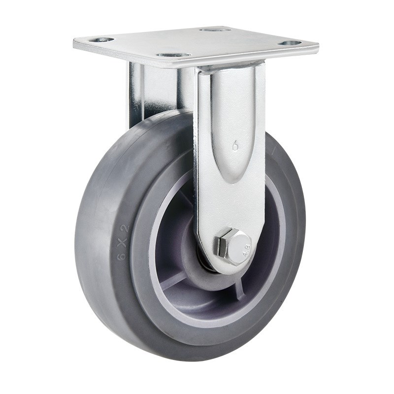 重型静音TPR定向万向轮4寸5寸6/8寸双轴承带刹车推车轱辘工业脚轮