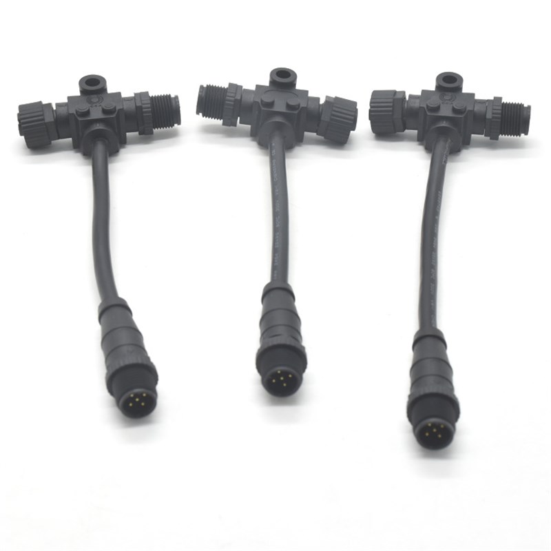 M12-5P防水连接器T型航空接头nmea2000船用插头