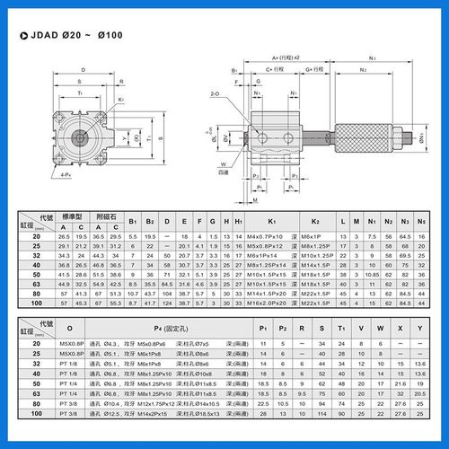 气立可JDD12薄型可调行程治具气缸JDAD16*20X25*32*40-50*63*80SB