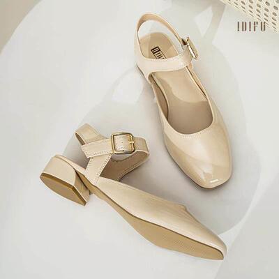 跨境Women'S Ballet Flats Square Toe Low Heel Ankle Strap