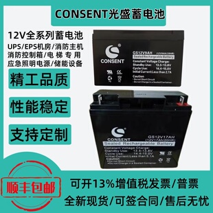 CONSENT光盛蓄电池GS12V17A9A12A20A24A38A电梯消防主机ups电池