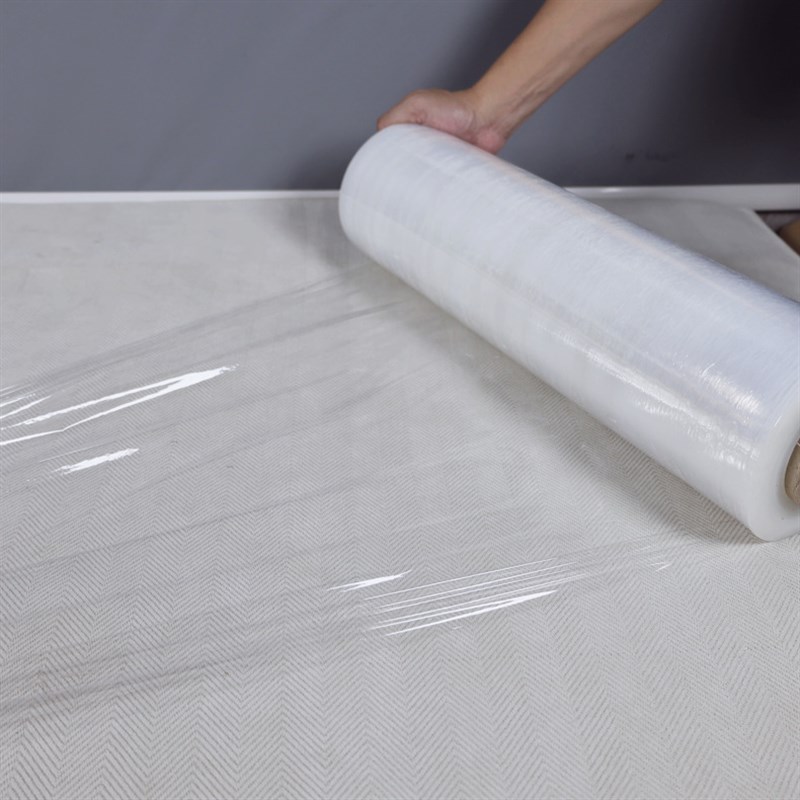 PE缠绕膜拉伸打包膜LLDPE工业打包50cm宽厂家加宽加长高强度伸缩