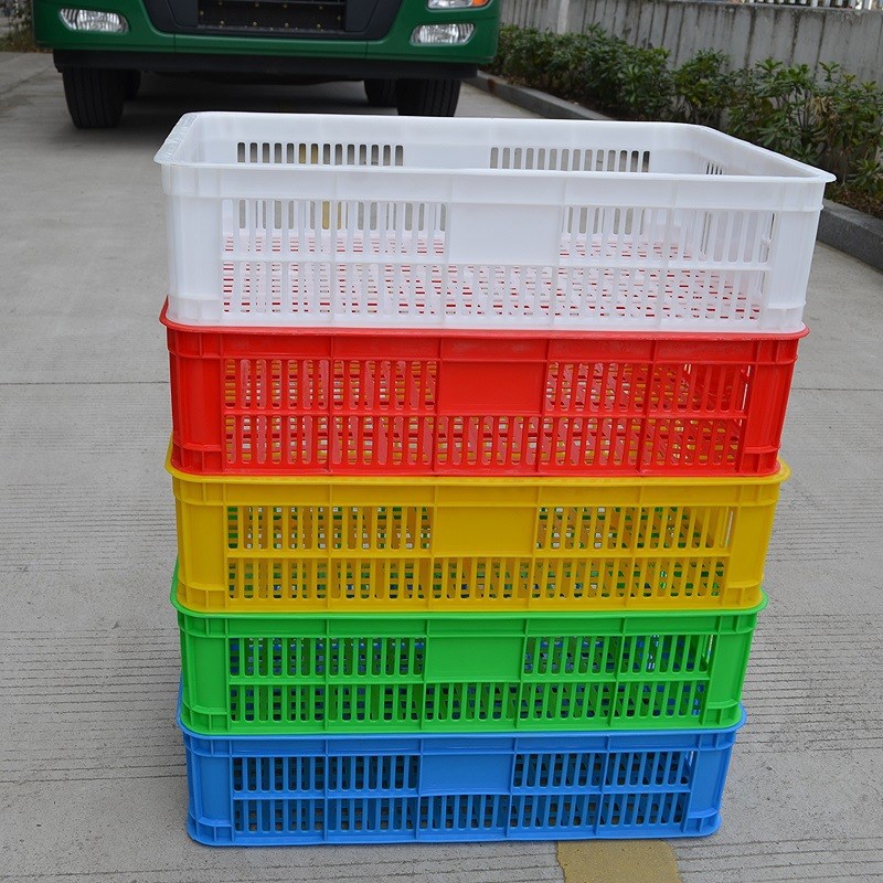 575-140塑料筐浅框 超市蔬菜塑料框蓝色塑胶周转框 矮塑料框熟料
