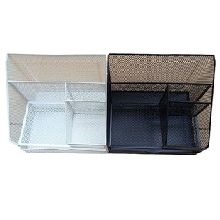 办公桌面收纳 笔筒收纳盒 抽屉式分隔多功能文具金属网格笔筒