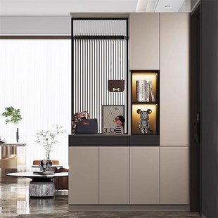 柜一体入户门厅柜客厅玻璃隔断屏风储物柜 艾比森轻奢实木玄关柜鞋