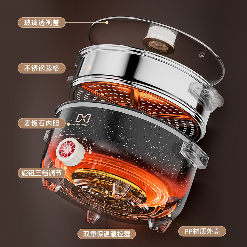 当天发货&潮电熊家用大容量电煮锅宿舍学生小多功能炒菜一体煮面