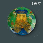 英寸梵高油画陶瓷盘子客厅酒店装 饰挂墙墙饰摆盘工艺盘坐盘