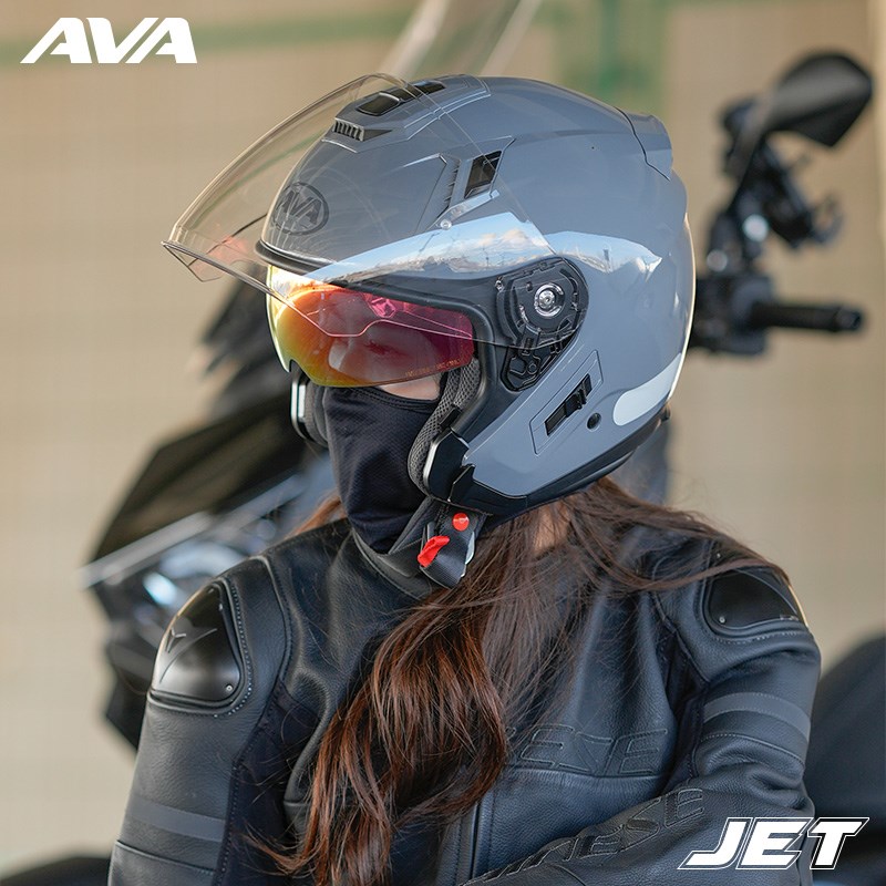 AVA头盔摩托车四分之三盔男女复古双镜片多功能组合盔夏季半盔JET