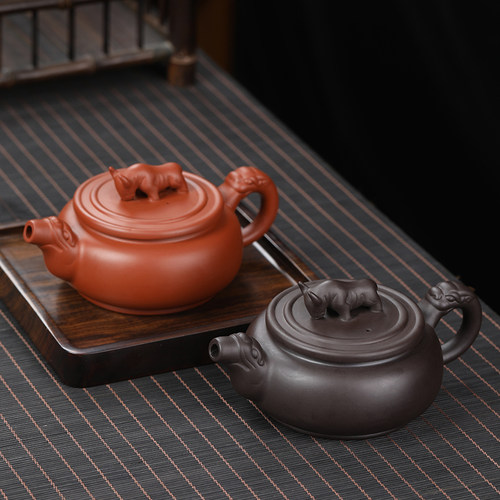 原矿紫砂功夫茶壶纯色茶具泡茶器大容量朱泥壶单茶壶