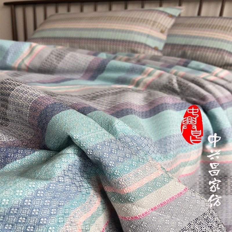 中兴昌家纺儿童夏季全老粗布条纹提加厚凉席件透气吸汗