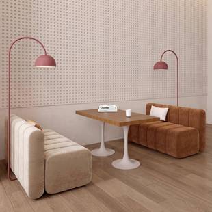 餐饮店桌椅组合奶油风商用椅子甜品店西餐厅冷饮店奶茶店卡座沙座