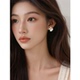 法式 超仙淡水珍珠山茶花耳环小众设计温柔气质耳钉高级感轻奢耳饰