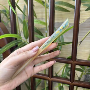 悦木坊手绘意境发簪扶桑花昙花意境山羊角簪子日常百搭发簪