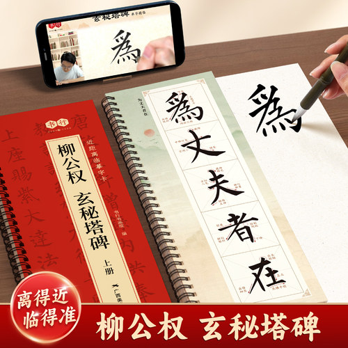 柳公权玄秘塔碑书行近距离临摹字卡原碑帖上下册毛笔书法入门精修高清放大描摹素材成人学生书法爱好者每日一练毛笔初学者练习字帖