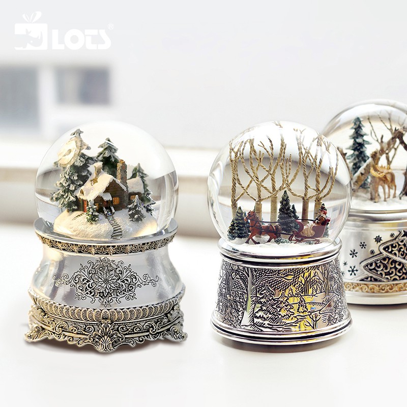 LOTS丨JARLL雪景水晶球音乐盒雪花八音盒摆件儿童节生日礼物女生