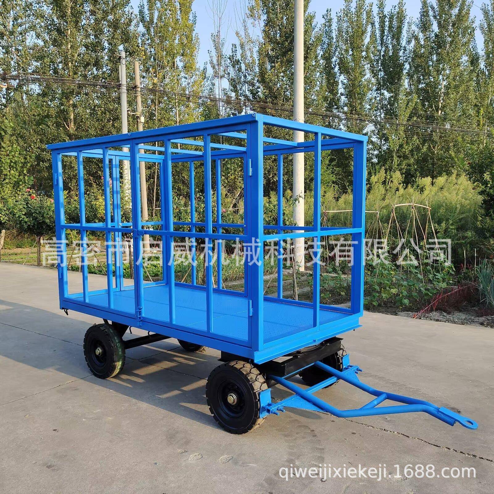 四轮牵引车拖挂车2吨飞翼式雨棚护栏拖车货物搬运车厂家现货