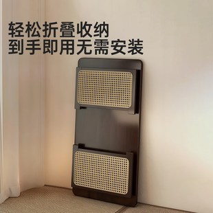 榻榻米茶桌坐地矮桌 飘窗桌家用折叠茶几藤编炕桌非实木小户型日式