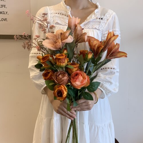 美拉德色系玫瑰百合侘寂风深色系