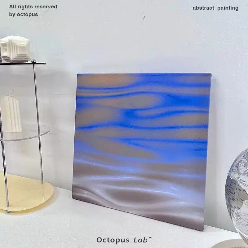 蓝纹方形小众ins简约装饰画创意北欧艺术拍照道具书房餐厅摆挂画
