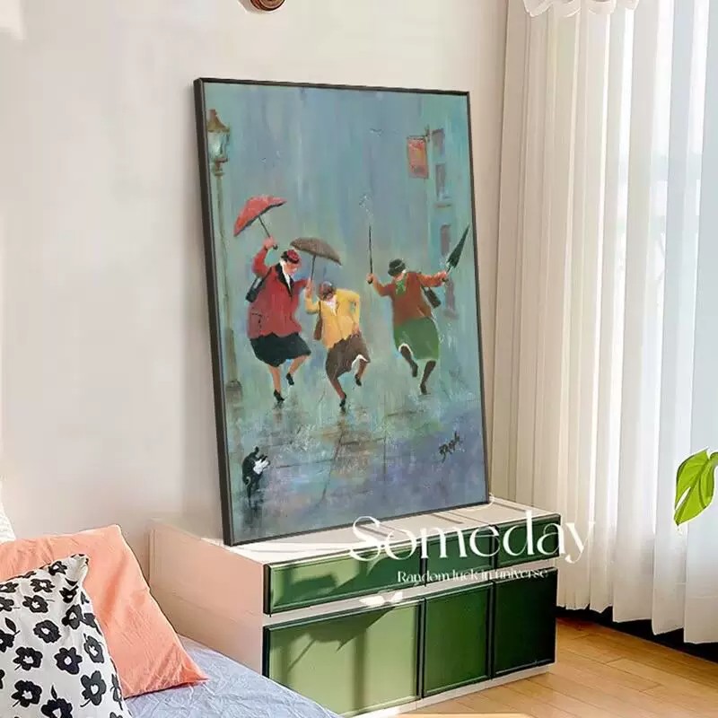 跳舞的人复古小众艺术装饰画仿油画成品创意高级感卧室客厅摆挂画