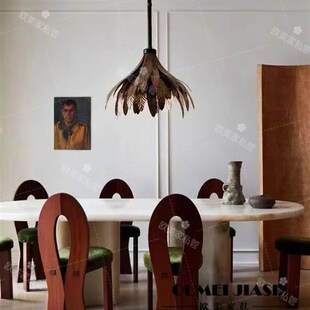 中古实木餐椅家具设计师书房椅靠背椅家用法式复古餐桌椅梳妆椅子