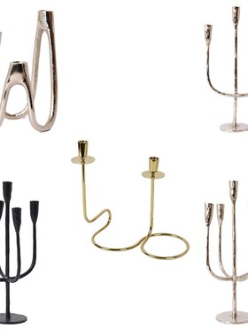 现代铝制银色三头五头烛台样板间酒店蜡烛台装饰