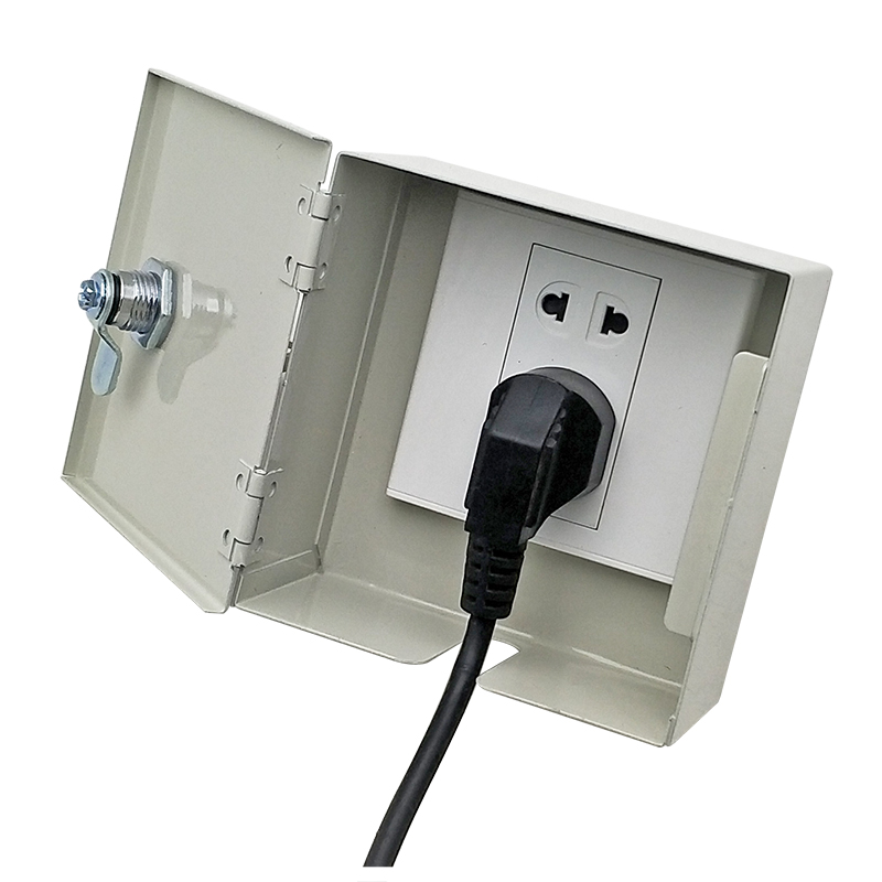 室外防水插座盒金属8型防水盒防溅盒带锁防盗电插座盒墙壁插座罩