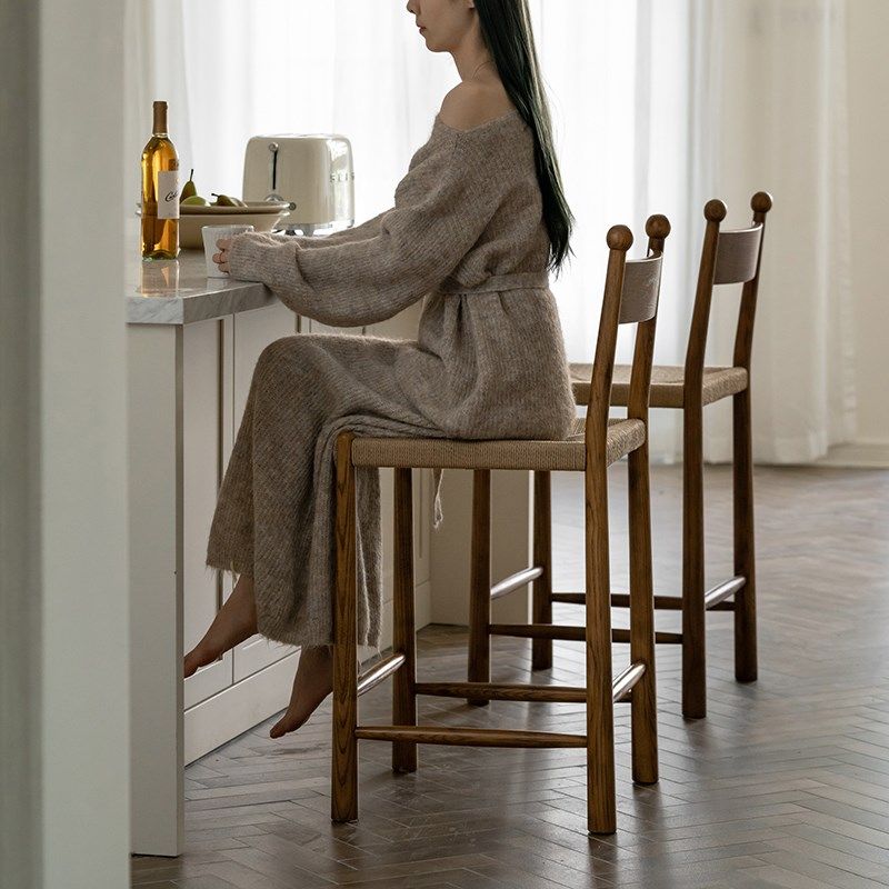 ooi法式藤编椅复古实木餐椅家用吧台椅岛台椅高脚椅子,住宅家具,家用高脚椅,淘宝优惠券,粉丝福利购,淘宝优惠卷