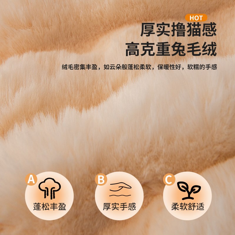 兔兔绒沙发盖布巾秋冬202新款冬季加厚毛绒防滑沙发罩坐垫毯