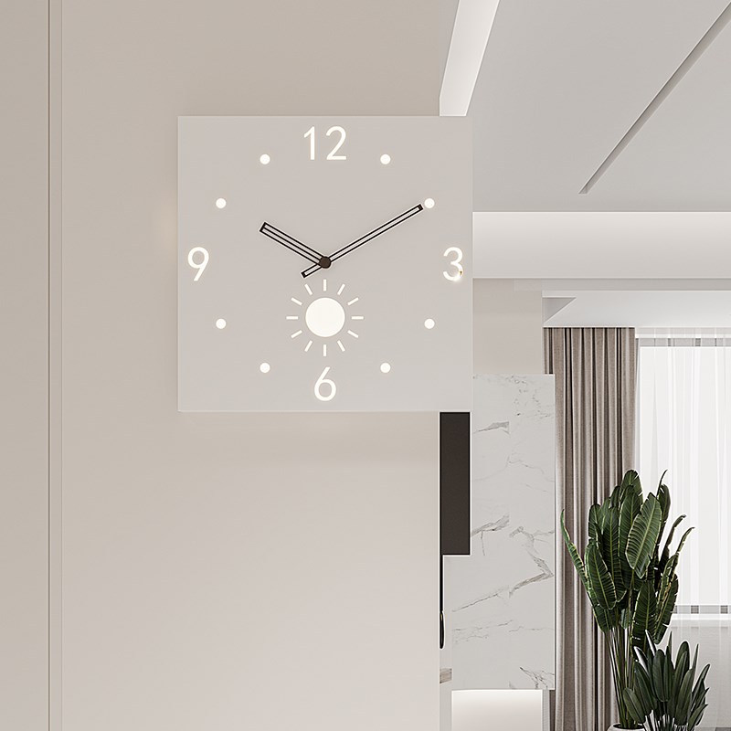 22新款现代客厅拐角面挂钟家用静音挂表转角时钟餐厅钟表