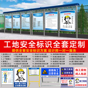 建筑五牌一图工地安全标识牌围挡施工警示牌晴雨表八大员岗位职责