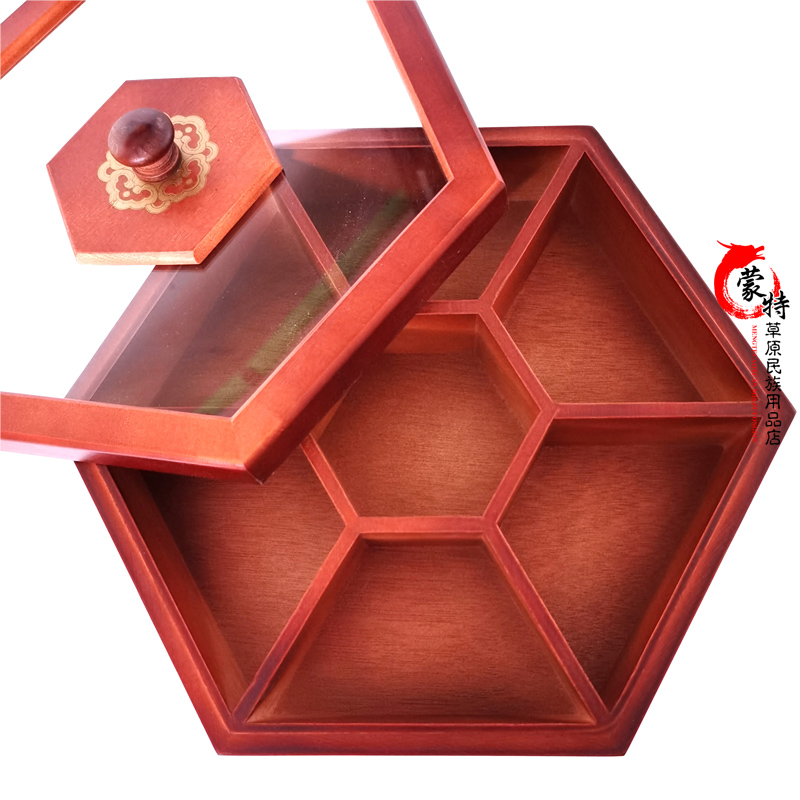 蒙古食盒干果盒带盖子实木木盒蒙餐餐具特色手工艺奶食用品蒙古包