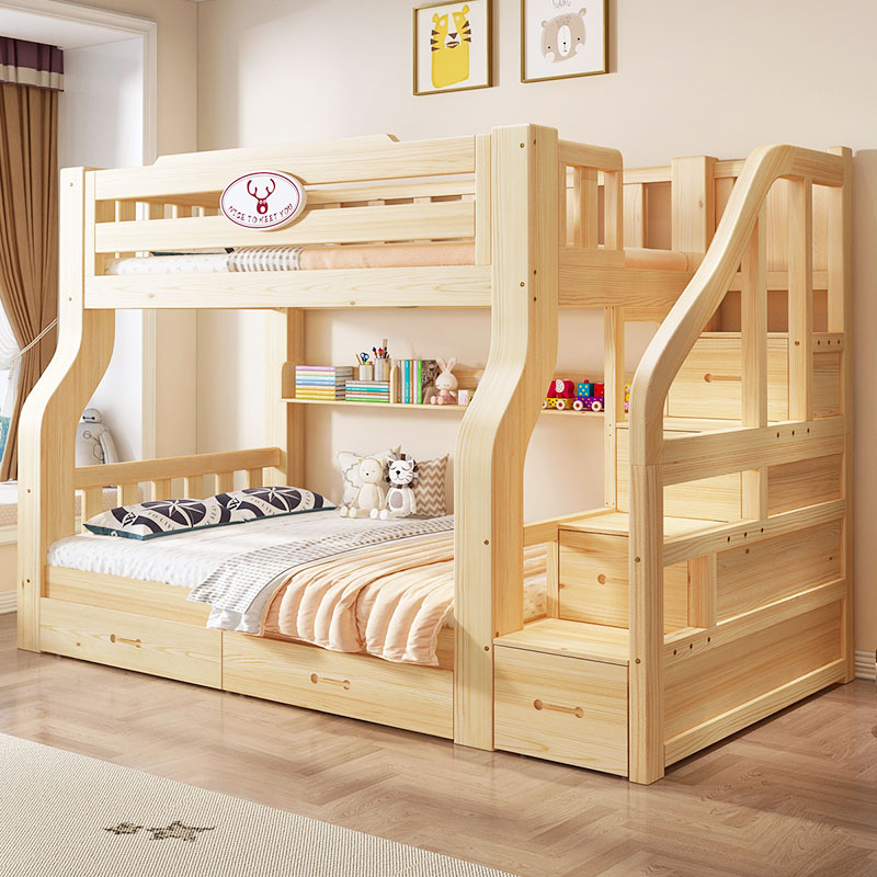 全实木上下床层床高低床上下铺木床儿童床小户型大人家用人床