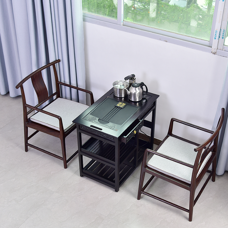 功夫茶桌家用小茶台实木茶车可边几水柜乌金石现代阳台小