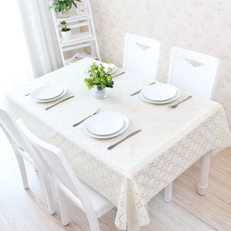 白色桌布蕾丝长方形防水pvc田园粉红色韩式小清新文艺桌布餐桌垫