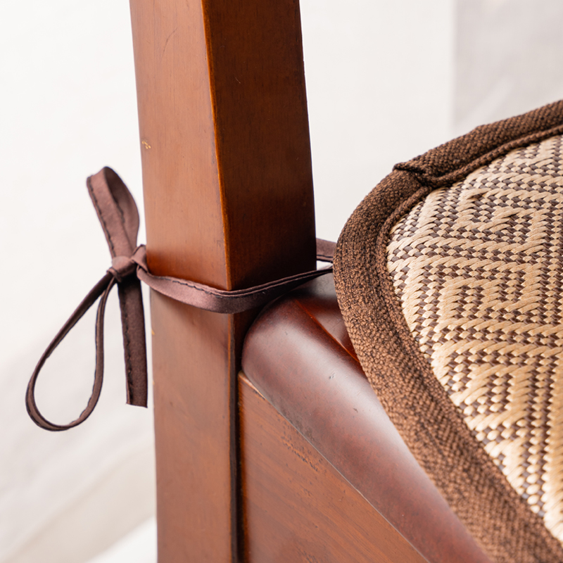 夏季藤席冰丝家用实木餐椅防滑凉垫夏天透气坐垫简约马蹄形椅垫子