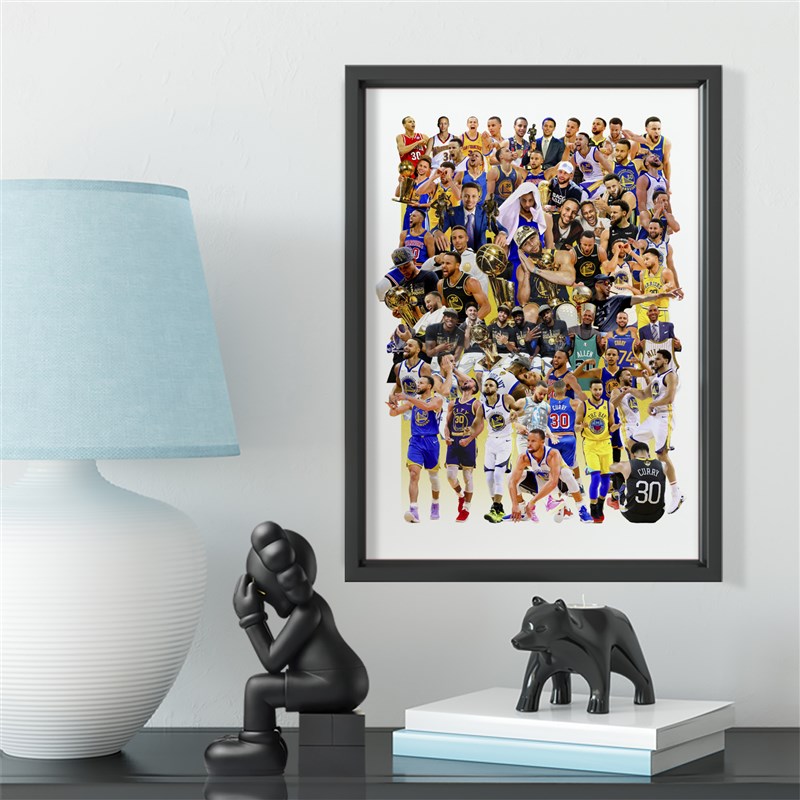 勇士斯蒂芬库里抢七纪录实木装饰相框照片墙桌摆挂框摆件酒吧壁画图片