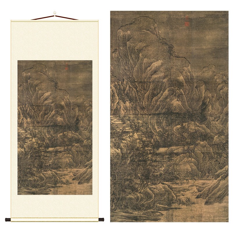 北宋 范宽 雪山楼阁图 国画真迹高清复制客厅玄关卧室装饰画挂画