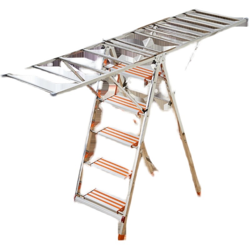 家用折叠梯子晾衣架两用加厚不锈钢室内伸缩多功能晾晒楼梯四五步