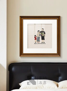 福满家影一家三口桌面装饰画温馨卧玄关斗柜卧室小摆画