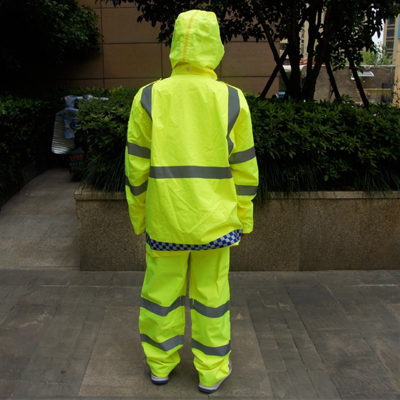 高速公路市政维护环卫抢险急救交通安全工作服荧光黄反光雨衣套装