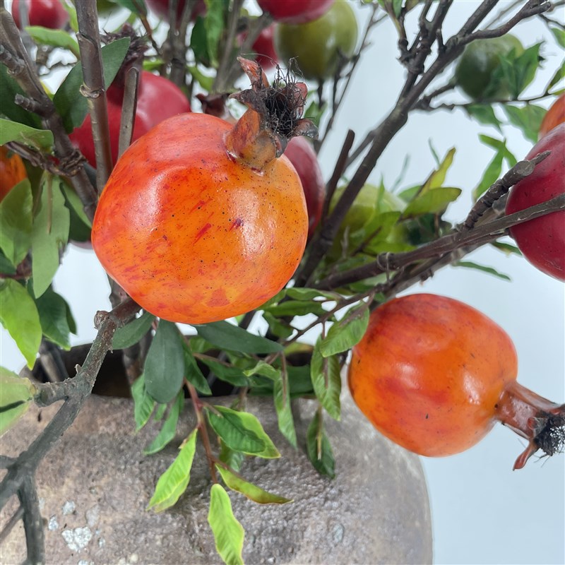 仿真花石榴果装饰摆件客厅餐桌玄关柿子果实假花树枝如意插花束