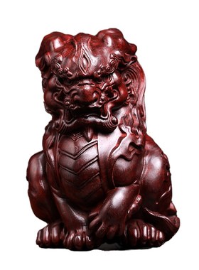 天然紫檀木雕三眼狻猊创意文玩手把件生肖龙饰品桌面工艺品摆件