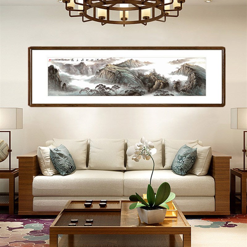 谢涛江山如此多娇国画客厅沙发背景墙装饰画办公室聚宝盆山水壁画
